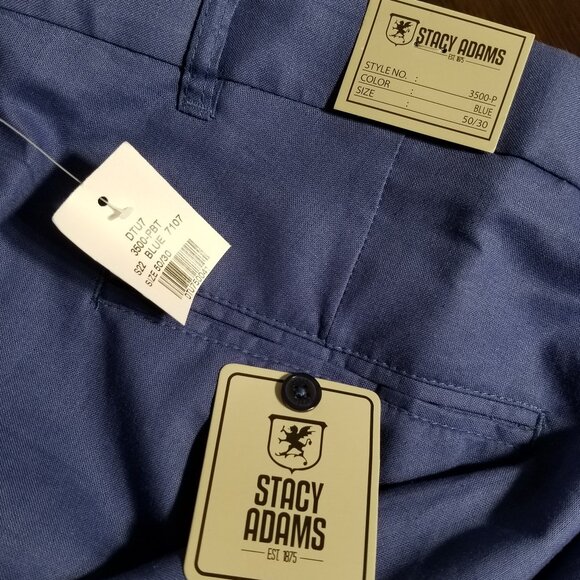 New Stacy Adams Blue Linen Blend Dress Pants 50 Mens Trousers 51x30 - Picture 9 of 11